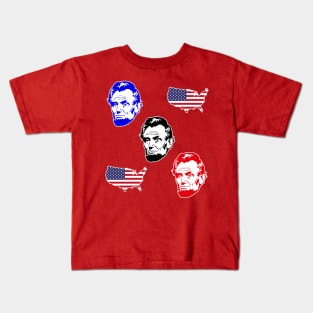 Abe Lincoln Face American Flag Kids T-Shirt